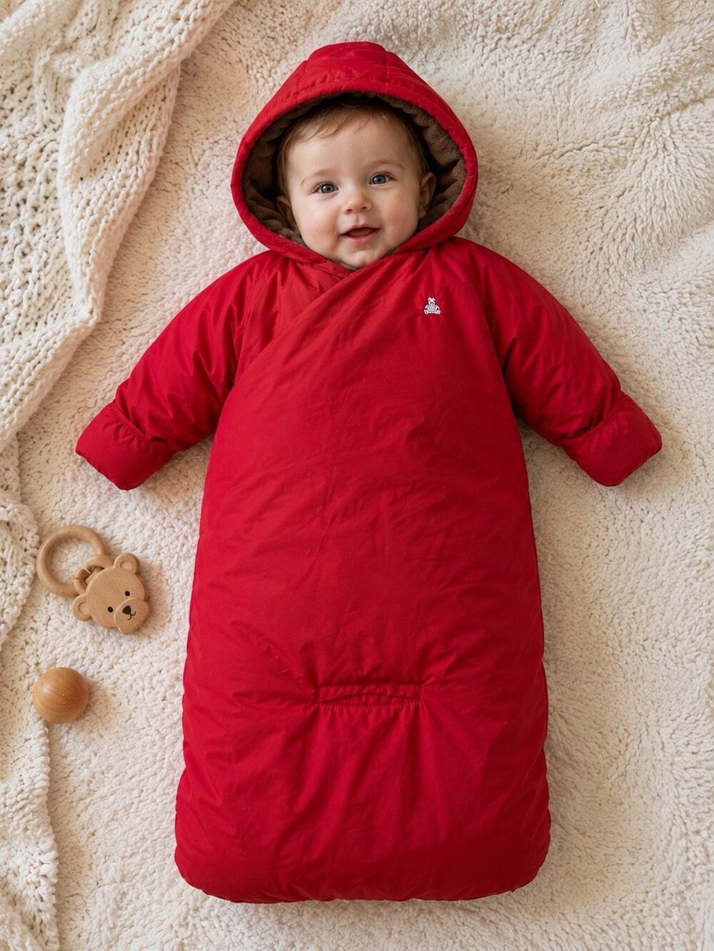 Baby Gap 6-12 Months Red WARMEST CONVERTIBLE BUNTING BAG Winter Suit Outerwear